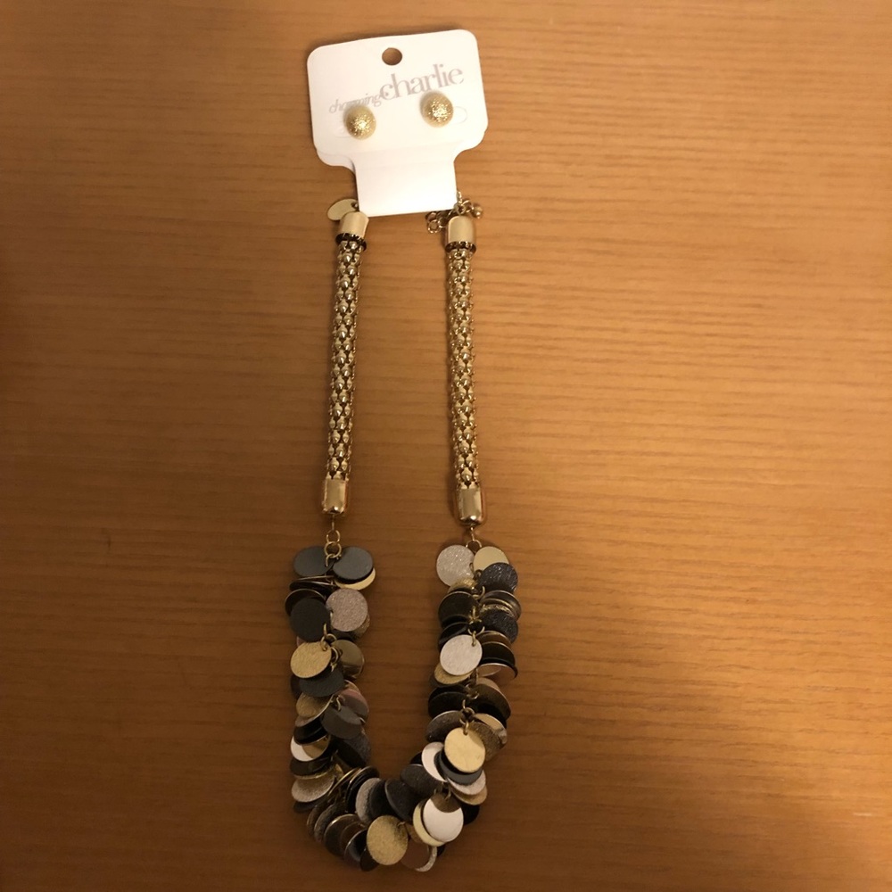 Charming Charlie Gold Earring & Necklace Set